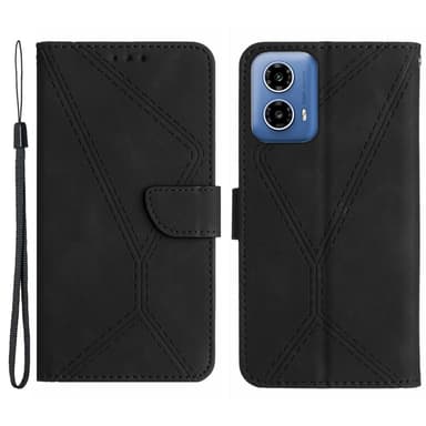 SKALO Motorola Moto G04 Kohokuvioitu PU Nahka Lompakkokotelo - Musta