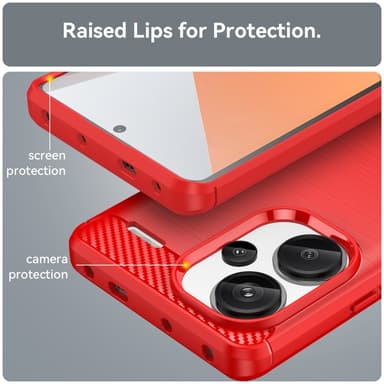 SKALO Xiaomi Redmi Note 13 Pro+ Armor Carbon Iskunkestävä TPU suojakuori - Punainen