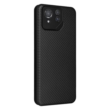 SKALO Asus ROG Phone 8 Pro 5G Carbon Fiber Lompakkokotelo - Musta