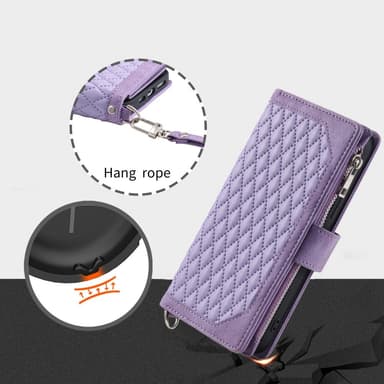 SKALO Motorola Moto G04 Iso Tikattu Lompakkokotelo - Violetti