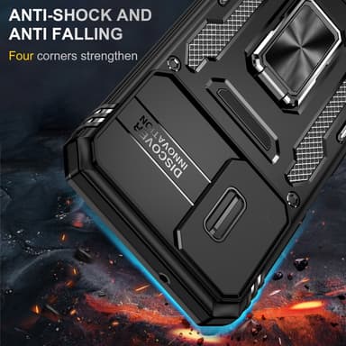 SKALO Samsung A15 4G Armor hybridi metallirengas kameran liukusäädin - Musta