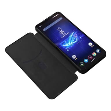 SKALO Asus ROG Phone 8 Pro 5G Carbon Fiber Lompakkokotelo - Musta