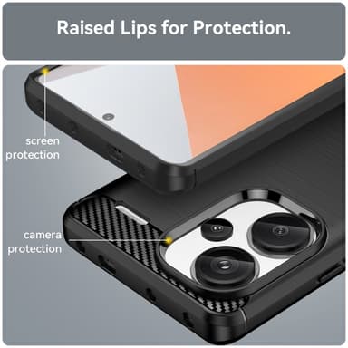 SKALO Xiaomi Redmi Note 13 Pro+ Armor Carbon Iskunkestävä TPU suojakuori - Musta