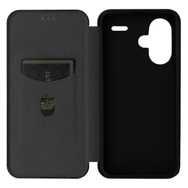 SKALO Xiaomi Redmi Note 13 Pro+ Carbon Fiber Lompakkokotelo - Musta
