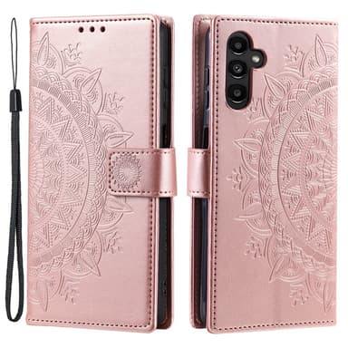 SKALO Samsung A15 4G Mandala lompakkokotelo - Ruusukulta