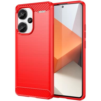SKALO Xiaomi Redmi Note 13 Pro+ Armor Carbon Iskunkestävä TPU suojakuori - Punainen