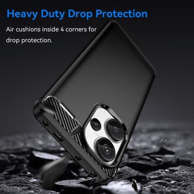 SKALO Xiaomi Redmi Note 13 Pro+ Armor Carbon Iskunkestävä TPU suojakuori - Musta