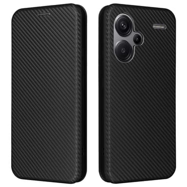 SKALO Xiaomi Redmi Note 13 Pro+ Carbon Fiber Lompakkokotelo - Musta