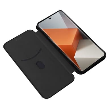 SKALO Xiaomi Redmi Note 13 Pro+ Carbon Fiber Lompakkokotelo - Musta