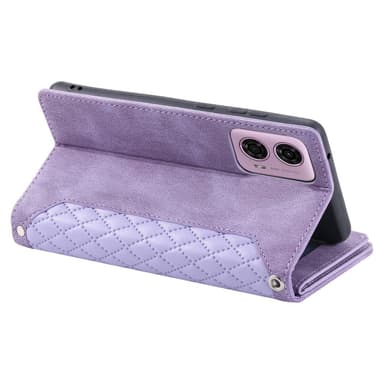 SKALO Motorola Moto G04 Iso Tikattu Lompakkokotelo - Violetti