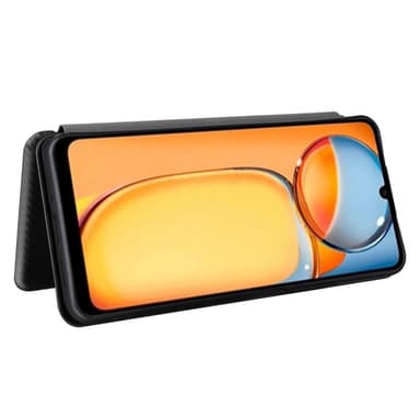 SKALO Xiaomi Redmi 13C 4G Carbon Fiber Lompakkokotelo - Musta