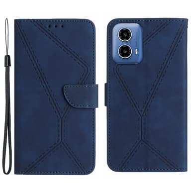 SKALO Motorola Moto G04 Kohokuvioitu PU Nahka Lompakkokotelo - Sininen