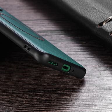 SKALO OnePlus 12 5G PU Nahka Hybrid Magnetic Ring Suojakuori - Musta