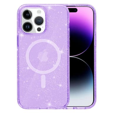 SKALO iPhone 15 Pro Max Glitter Magnetic Ring TPU Suojakuori - Violetti