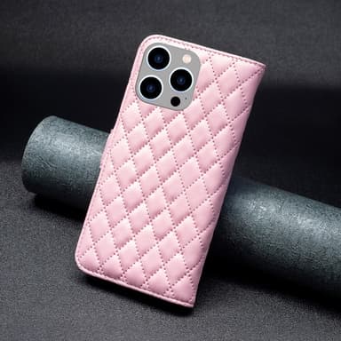 SKALO iPhone 15 Pro BINFEN COLOR Tikattu Lompakko - Pinkki