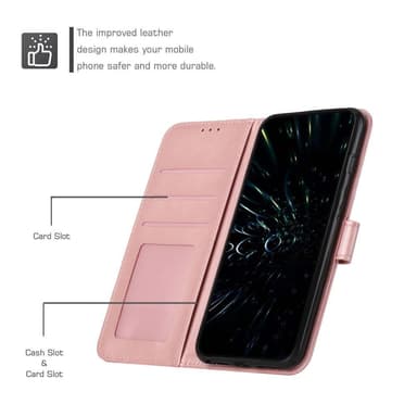 SKALO iPhone 15 Pro Embossed Triangle Lompakkokotelo - Ruusukulta
