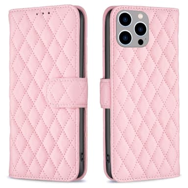SKALO iPhone 15 Pro BINFEN COLOR Tikattu Lompakko - Pinkki