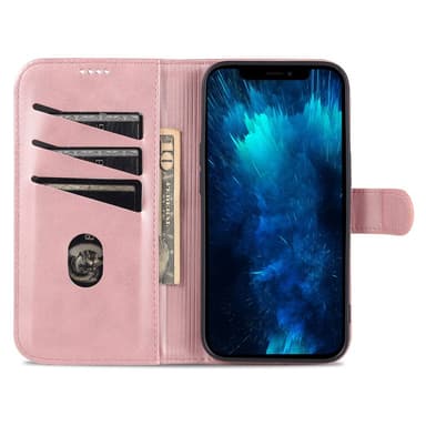 SKALO iPhone 15 Pro AZNS lompakkokotelo - Ruusukulta