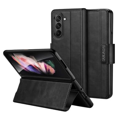SKALO Samsung Z Fold5 SULADA PU-nahkainen Fold Suojakuori - Musta