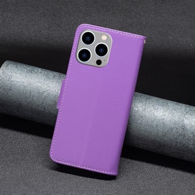 SKALO iPhone 15 Pro Max Litchi Lompakkokotelo - Violetti