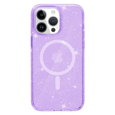SKALO iPhone 15 Pro Max Glitter Magnetic Ring TPU Suojakuori - Violetti