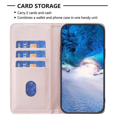 iPhone 15 Pro Max BINFEN COLOR Kohokuvioitu Lompakkokotelo - Ruusukulta