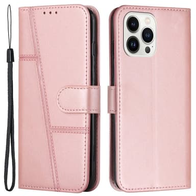 SKALO iPhone 15 Pro Embossed Triangle Lompakkokotelo - Ruusukulta