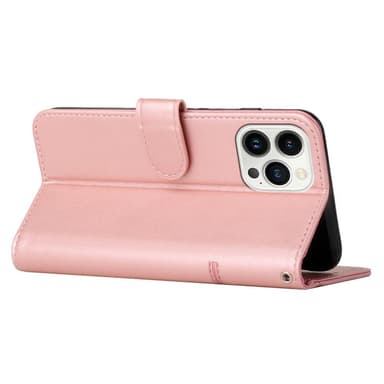 SKALO iPhone 15 Pro Embossed Triangle Lompakkokotelo - Ruusukulta