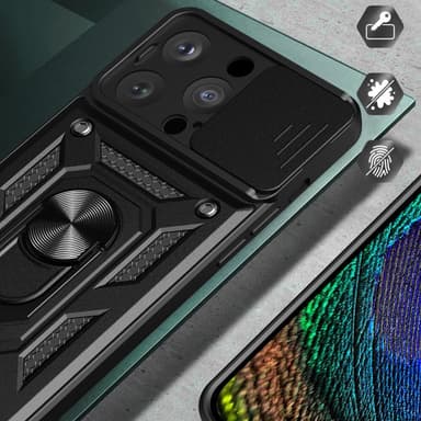 SKALO iPhone 15 Pro Armor hybridi metallirengas kameran liukusäädin - Sininen