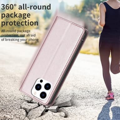 iPhone 15 Pro Max BINFEN COLOR Kohokuvioitu Lompakkokotelo - Ruusukulta