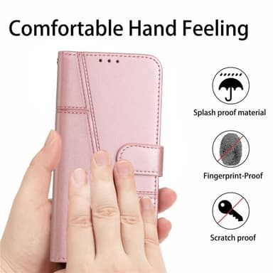 SKALO iPhone 15 Pro Embossed Triangle Lompakkokotelo - Ruusukulta