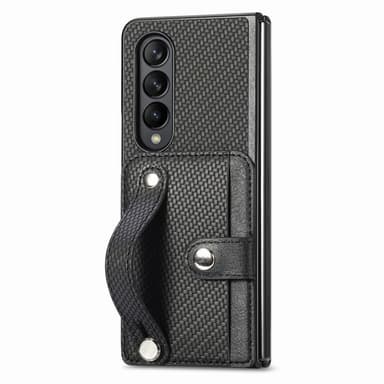 SKALO Samsung Z Fold5 SKALO Samsung Z Fold5 Carbon Fiber Suojakuori  korttipidike / kahva - Musta