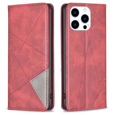 iPhone 15 Pro BINFEN COLOR Kohokuvioitu Lompakkokotelo - Punainen