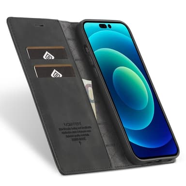 LC.IMEEKE Magneettinen puhelinkotelo iPhone 15 Pro -telineen lompakon suojukselle