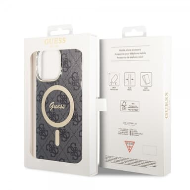 Guess iPhone 15 Pro Max Kuori 4G Pattern MagSafe Musta