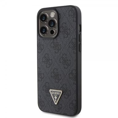 Guess iPhone 15 Pro Max Kuori 4G Metal Triangle Strass Musta