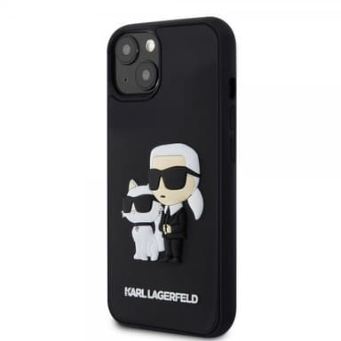 Karl Lagerfeld iPhone 15 Kuori 3D Rubber Karl & Choupette Musta