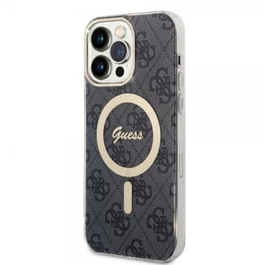 Guess iPhone 15 Pro Max Kuori 4G Pattern MagSafe Musta