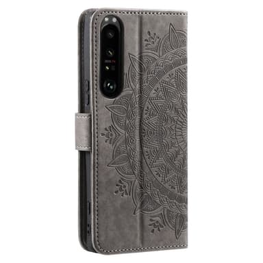 SKALO Sony Xperia 1 V Mandala lompakkokotelo - Harmaa
