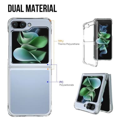 SKALO Samsung Z Flip5 TPU Clear Hybridi Suojakuori - Läpinäkyvä