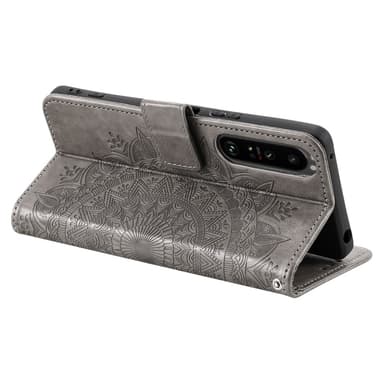 SKALO Sony Xperia 1 V Mandala lompakkokotelo - Harmaa