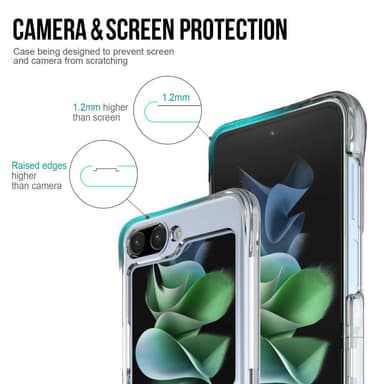 SKALO Samsung Z Flip5 TPU Clear Hybridi Suojakuori - Läpinäkyvä