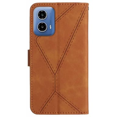SKALO Motorola Moto E14 4G Kohokuvioitu PU Nahka Lompakkokotelo - Ruskea