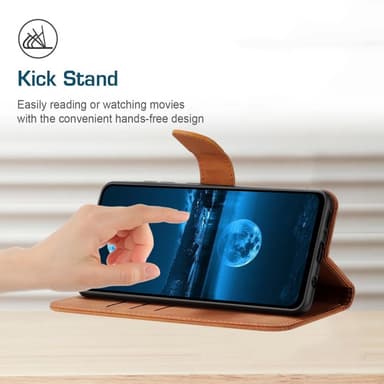 SKALO Motorola Moto E14 4G Kohokuvioitu PU Nahka Lompakkokotelo - Ruskea