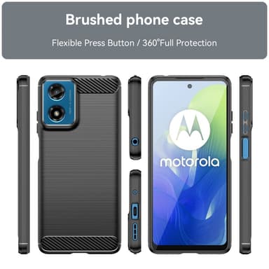 SKALO Motorola Moto E14 4G Armor Carbon Iskunkestävä TPU suojakuori - Musta