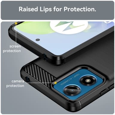 SKALO Motorola Moto E14 4G Armor Carbon Iskunkestävä TPU suojakuori - Musta
