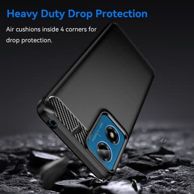 SKALO Motorola Moto E14 4G Armor Carbon Iskunkestävä TPU suojakuori - Musta