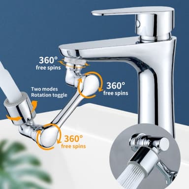 1080° pyörivä keittiöhanan perlator, sinkkiseoksesta valmistettu joustava vettä säästävä hana