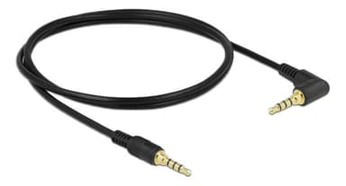 Delock Stereo Jack -kaapeli 3,5 mm 4 -napainen uros> uros kulma 1 m musta