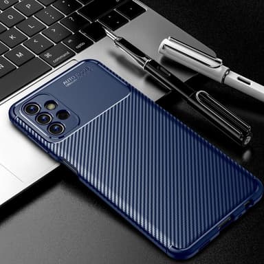 SKALO Samsung A13 4G Carbon Fiber TPU-suojakuori - Sininen